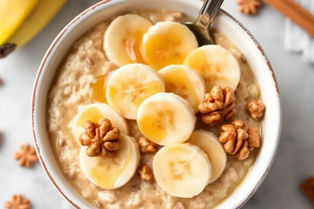 Banana Nut Overnight Oats in a bowl