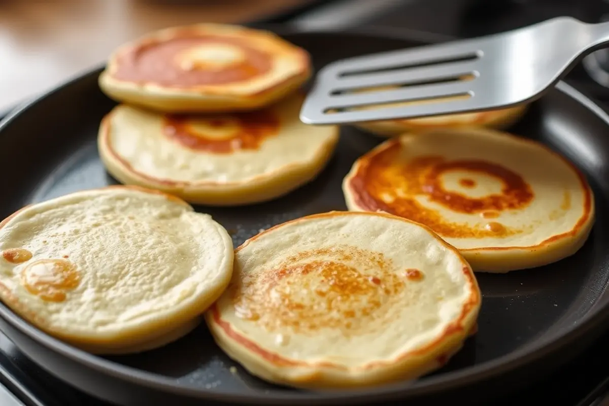 Cooking protein pancakes on a skillet