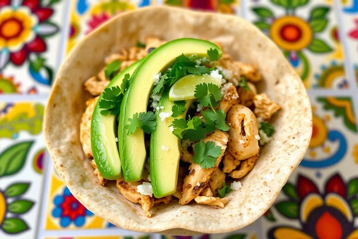 A mouth-watering chicken burrito bowl with fresh toppings, perfect for meal prep.