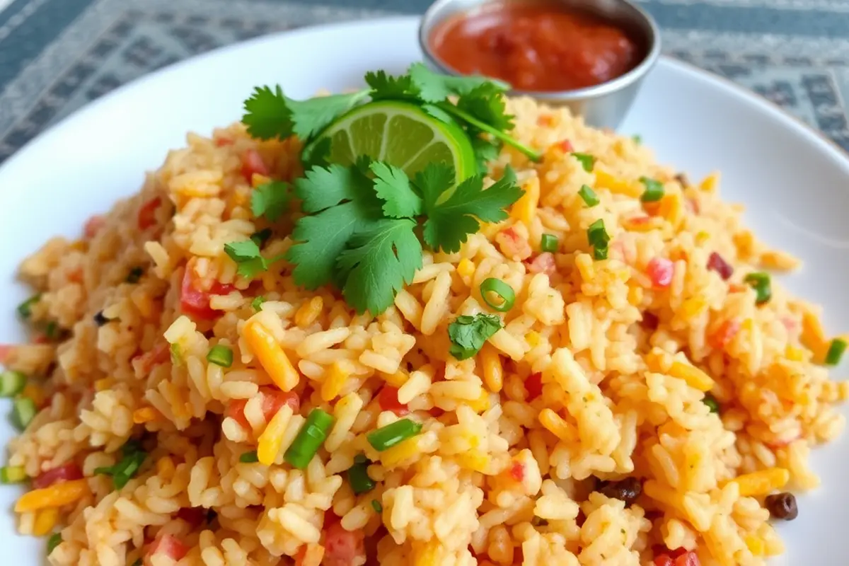 Mexican rice with salsa