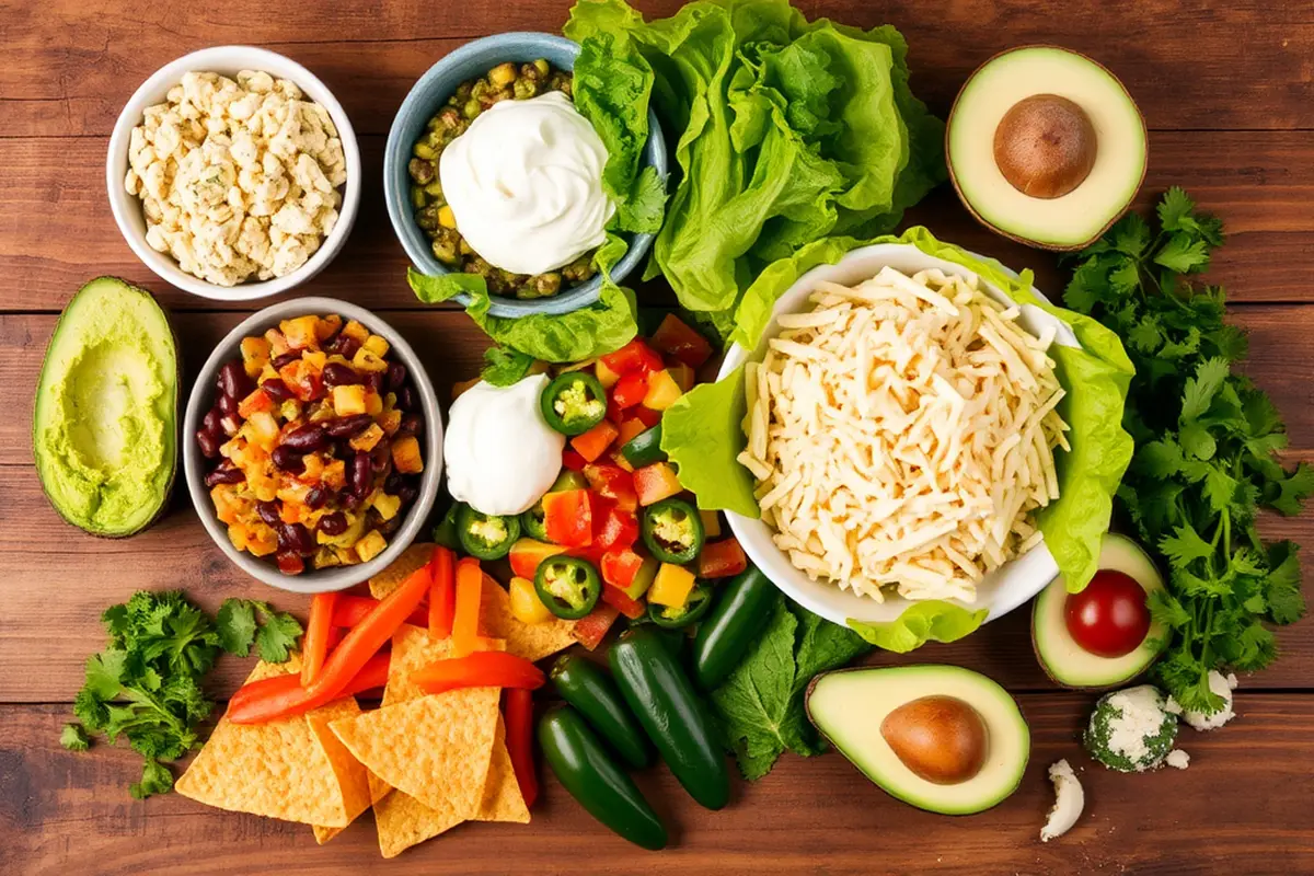 Fresh ingredients for chicken burrito bowls