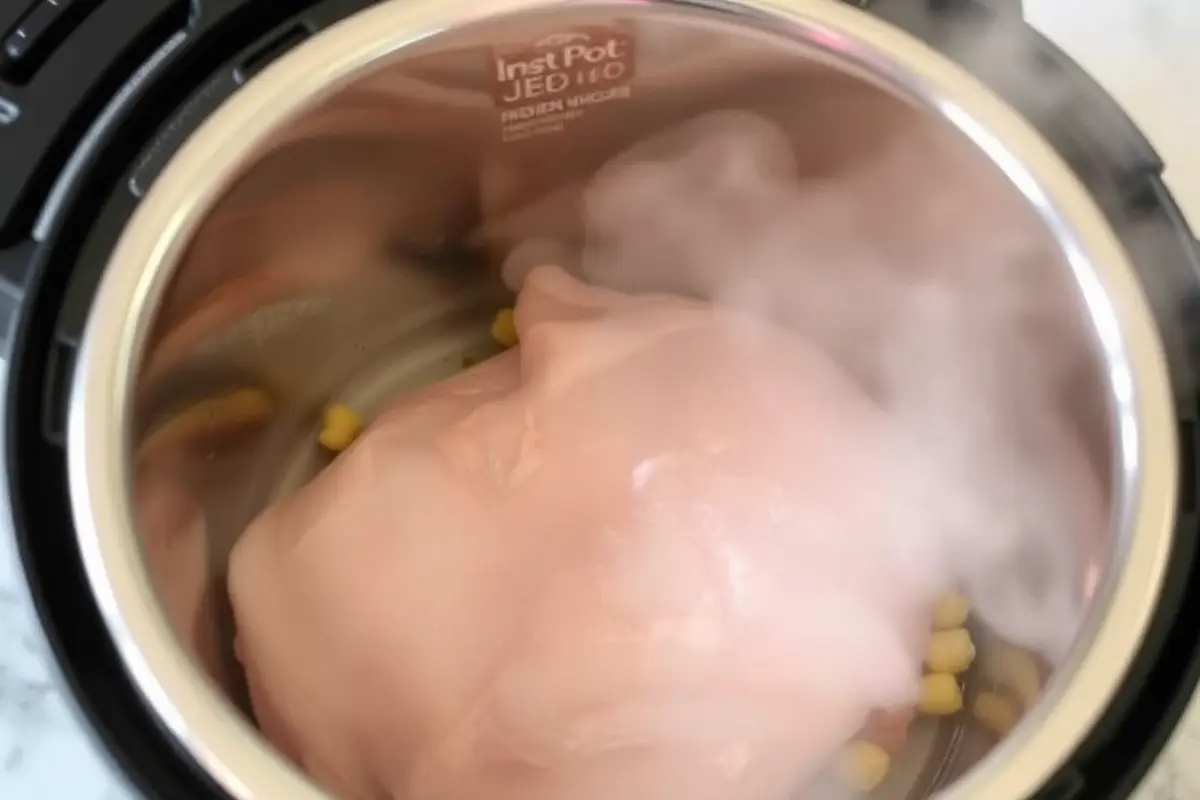 Instant Pot cooking frozen chicken for dinner