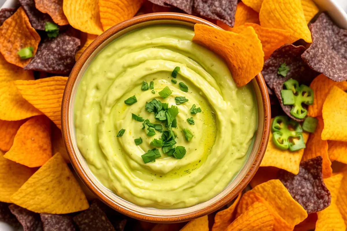 Avocado dip with tortilla chips