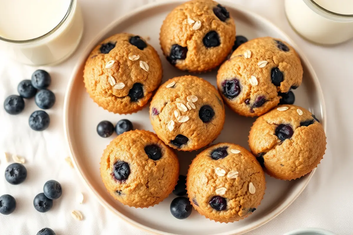 Delicious healthy breakfast muffins with blueberries