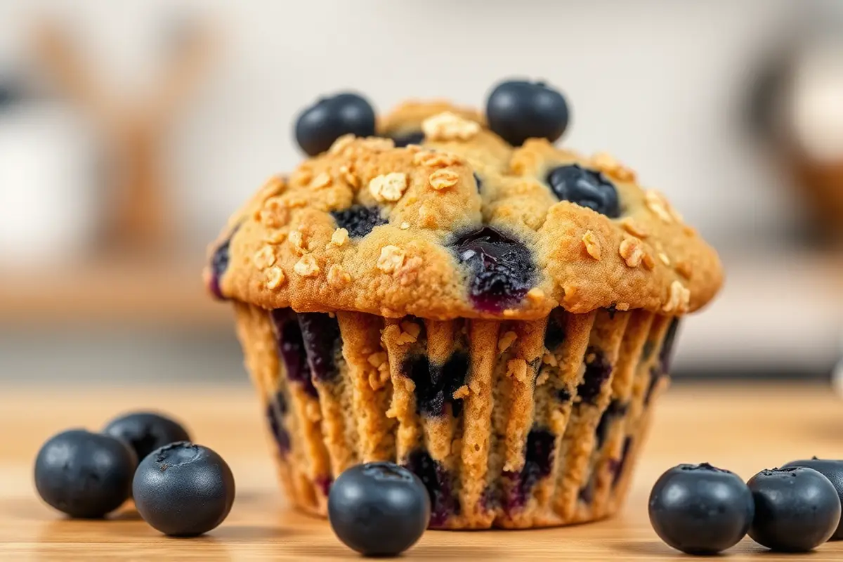 Vibrant Oatmeal Blueberry Muffin