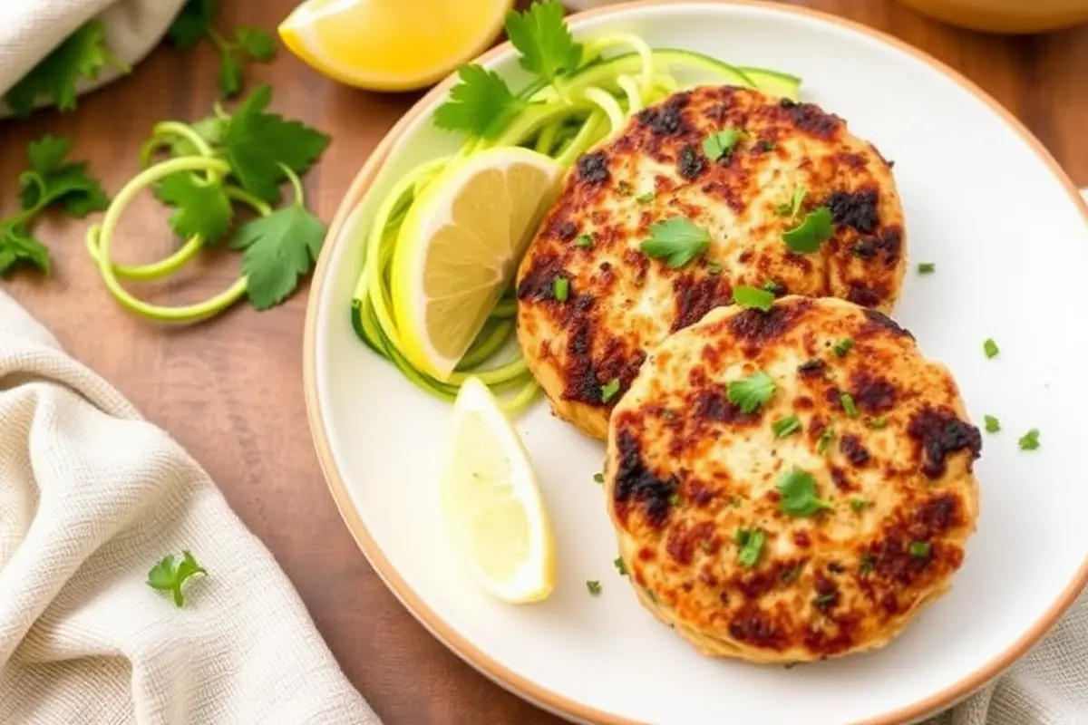 Keto-friendly tuna patties with zoodles