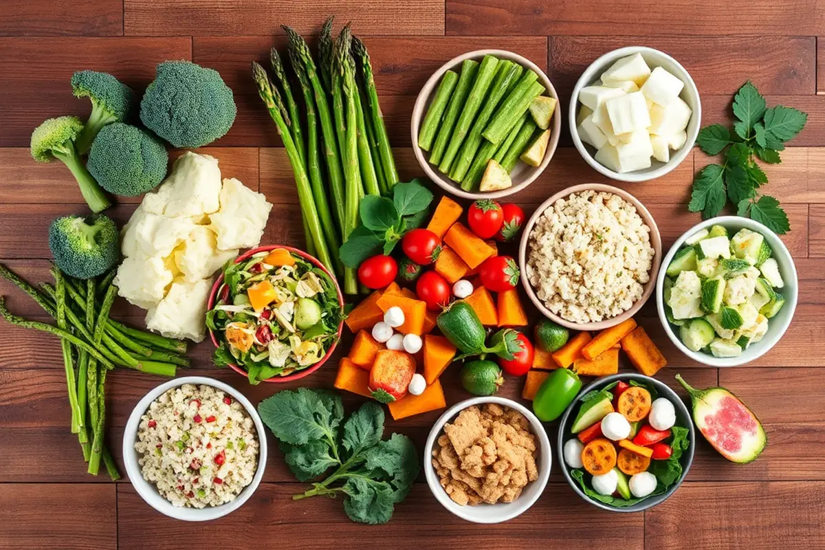 Fresh side dish ingredients for grilled chicken